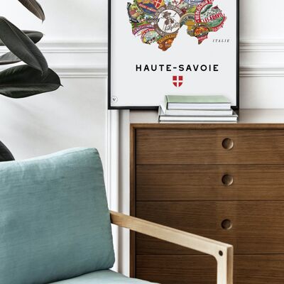 Karte der Haute-Savoie-Käse - Poster 30x40cm - Geschenkidee für Liebhaber von 74