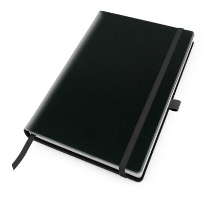 Notebook A5 Deluxe Soft Touch con cinturino elastico e passante per penna - nero