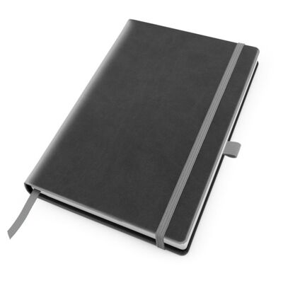 Deluxe Soft Touch A5 Notebook with Elastic Strap & Pen Loop - Dark-grey