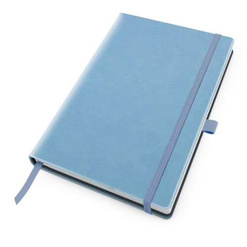 Deluxe Soft Touch A5 Notebook with Elastic Strap & Pen Loop - Powder-blue