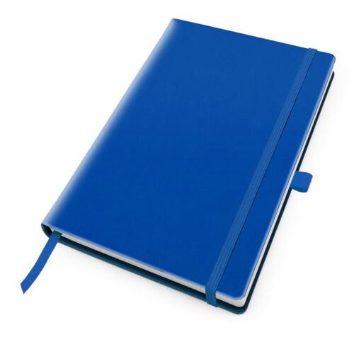 Deluxe Soft Touch A5 Notebook with Elastic Strap & Pen Loop - Azure