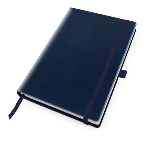 Deluxe Soft Touch A5 Notebook with Elastic Strap & Pen Loop - Marine-navy