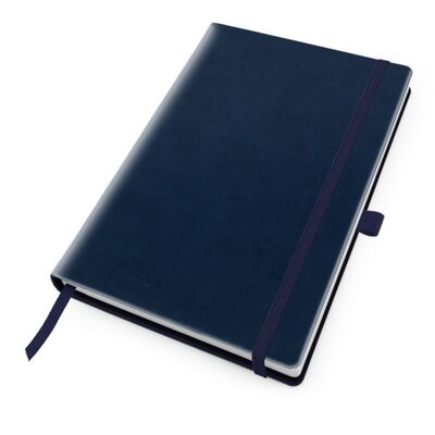 Quaderno A5 Soft Touch Deluxe con cinturino elastico e passante per penna - Navy-marine