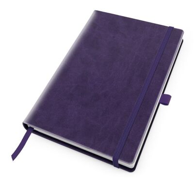 Notebook A5 Deluxe Soft Touch con cinturino elastico e passante per penna - viola