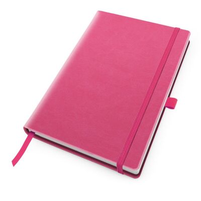 Deluxe Soft Touch A5 Notebook with Elastic Strap & Pen Loop - Hot-pink