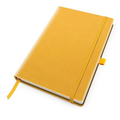 Deluxe Soft Touch A5 Notebook with Elastic Strap & Pen Loop - Sunflower-yellow