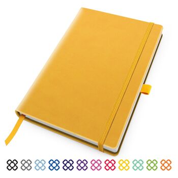 Carnet de notes Deluxe Soft Touch A5 avec sangle élastique et porte-stylo - Jaune tournesol 3