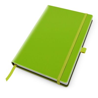Quaderno A5 Deluxe Soft Touch con cinturino elastico e passante per penna - verde pisello