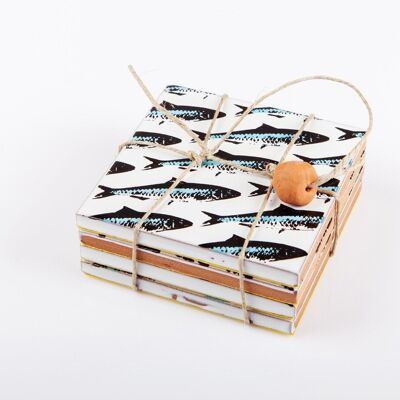 Sottobicchiere in ceramica design sardine