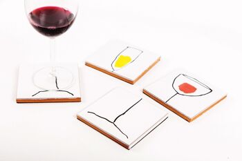 Dessous de verre design en céramique pour verres à vin blanc et rouge 2