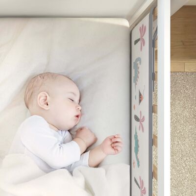 Airoya 2-seitiger, atmungsaktiver 3D-Air-Mesh-Stoßfänger für Kinderbetten und Kinderbetten mit festen Enden – Limited Edition Dino