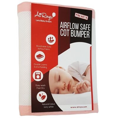 Airoya 2-Sided Breathable 3D Air Mesh Bumper for Solid Ends Cots and Cotbeds - Peach Pink