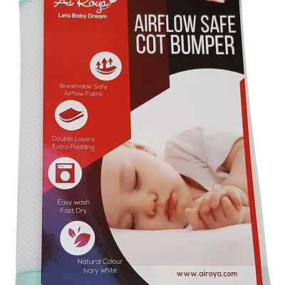 Pare-chocs Airoya 2 côtés en maille respirante 3D pour lits de bébé et lits d'enfant à extrémités solides - Vert menthe