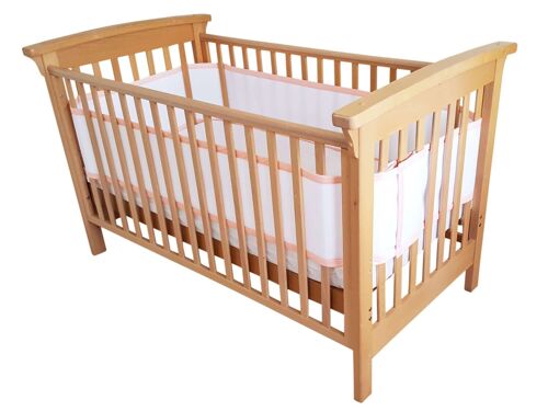 Airoya 4-Sided Breathable 3D AirMesh Bumper for all four Sides Slated Cots & Cotbeds - Peach Pink