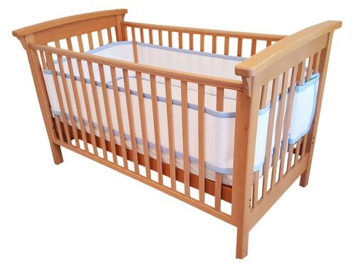 Airoya 4-Sided Breathable 3D AirMesh Bumper for all four Sides Slated Cots & Cotbeds - Baby Blue