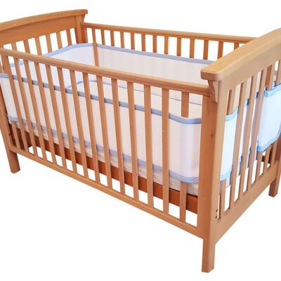 Airoya Pare-chocs AirMesh 3D respirant à 4 côtés pour les quatre côtés Lits et lits de bébé - Bleu bébé