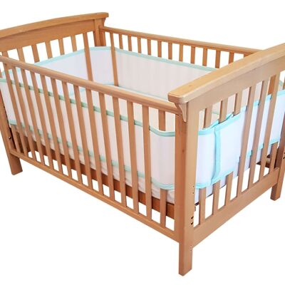 Airoya 4-Sided Breathable 3D AirMesh Bumper for all four Sides Slated Cots & Cotbeds - Mint Green