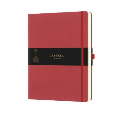 Aquarela Large Ruled Notebook - Coral Red