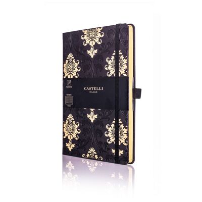 Baroque Medium Ivory Notebook - Black & Gold