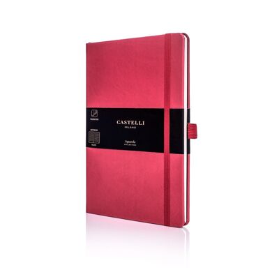 Aquarela Medium Ruled Notebook - Coral Red