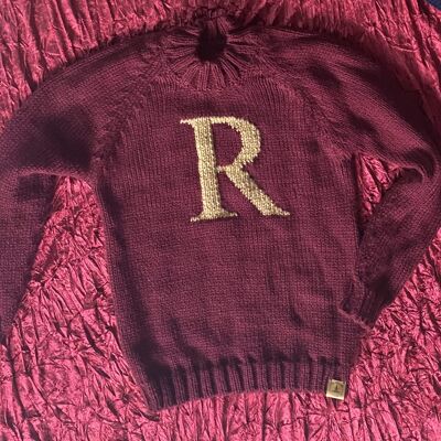 Pull Weasley fait main Harry Potter Christmas Garnet