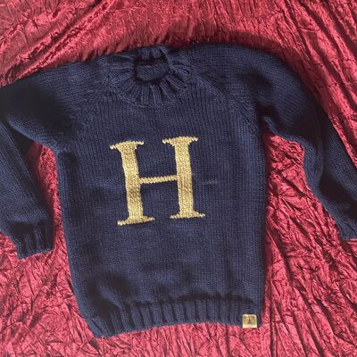 Jersey Weasley hecho a mano Harry Potter Navidad Azul