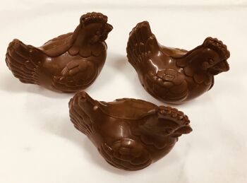 PÂQUES BIO - 3 Mini poules en chocolat praliné 2