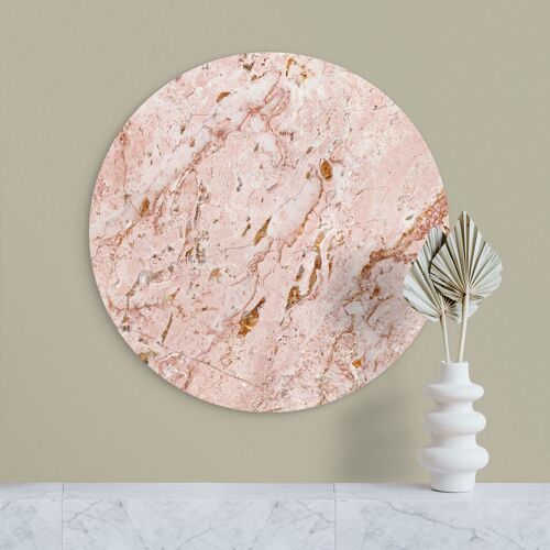 Muurcirkel roze marmer amber/goud - 75 cm - wandcirkel