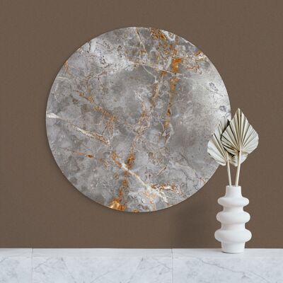 Wall circle dark gray marble amber/gold - 75 cm - wall circle