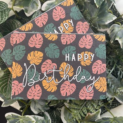 Happy Birthday plantable card - colourful leaf /