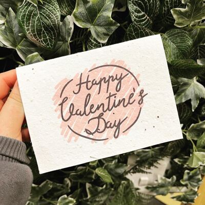 Valentines plantable card - pink valentines /