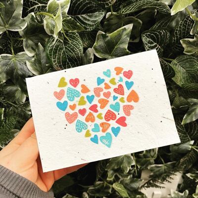 Valentines plantable card - big heart little heart /