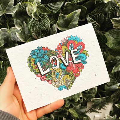 Valentines plantable card - love floral heart /