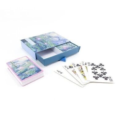 2 set di carte da gioco in confezione regalo, Monet, Ninfee