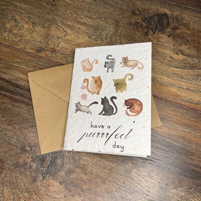 Have a purrrfect day plantable card /