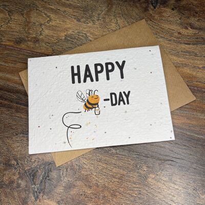 Happy birthday with bee plantable card /