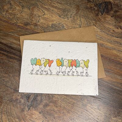 Happy birthday balloons plantable card /