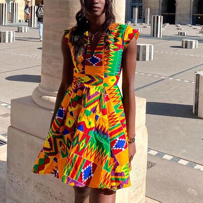 SEDUCTIVE KENTE AFRICAN-INSPIRED TRIBAL DRESS.