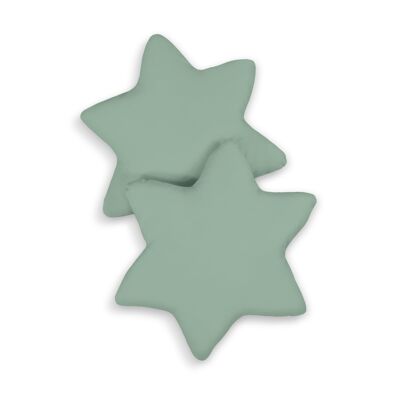 Set of 2 pastel green star cushions
