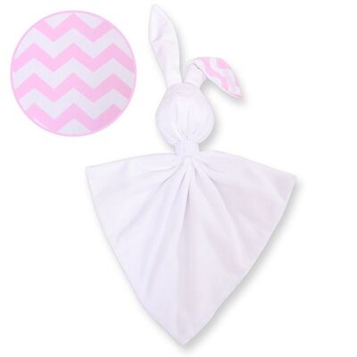 Doudou blanc chevron rose