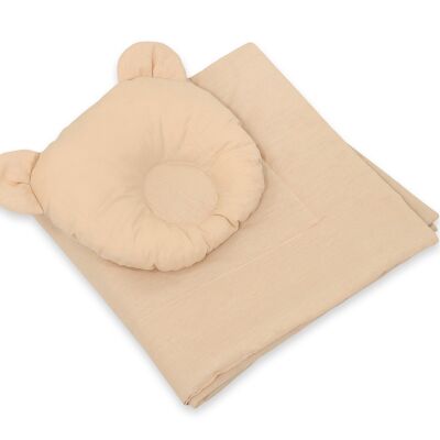 Coperta in cotone + cuscino beige