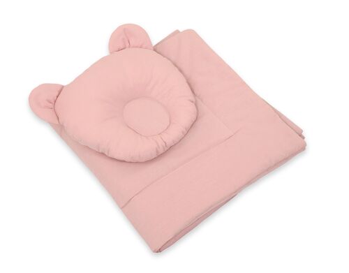 Couverture en coton + oreiller rose pastel