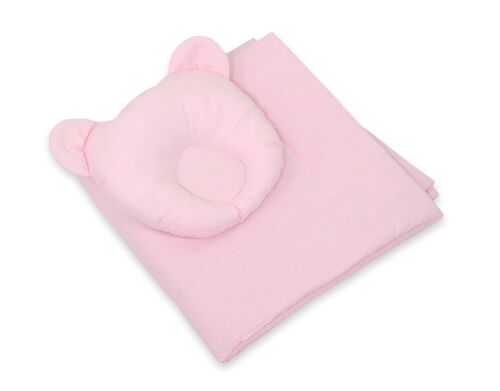 Couverture en coton + oreiller rose