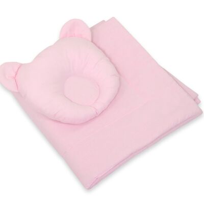 Manta de algodón + almohada rosa