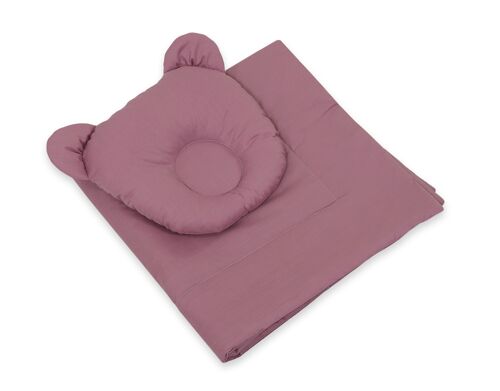 Couverture en coton + oreiller violet pastel