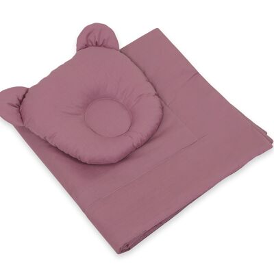 Coperta in cotone + cuscino viola pastello