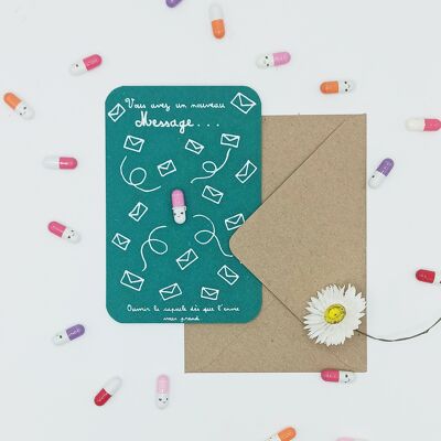 Stationery Green message pill card 10 X 15 cm