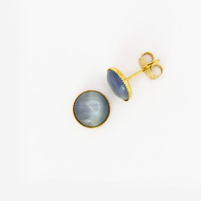 Pendientes de botón, baño de oro, gris azulado (265.1)