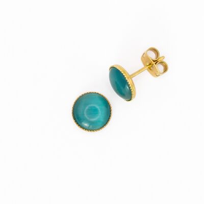 Clous d'oreilles, plaqué or, turquoise (265.3)
