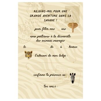 6 invitations eco-friendly Savane avec enveloppes 3